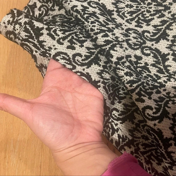 Gianni Bini Wool Blend Damask White and Black Woven Midi Skirt - Picture 6 of 11